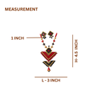 Terracotta Geometric Necklace Set — Red & Black Chevron Statement Set with Earrings