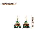 Terracotta Jhumka Earrings — Handcrafted Black, Gold & Green Clay Jhumkas