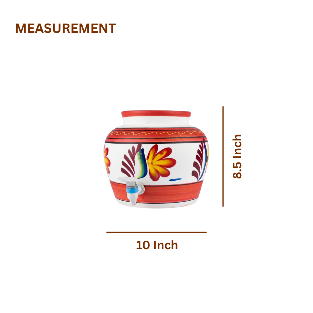Terracotta Water Pot with Tap — Hand-Painted Matka Dispenser