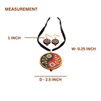 Terracotta Yin-Yang Necklace Set — Hand-Painted Floral Round Pendant & Earrings