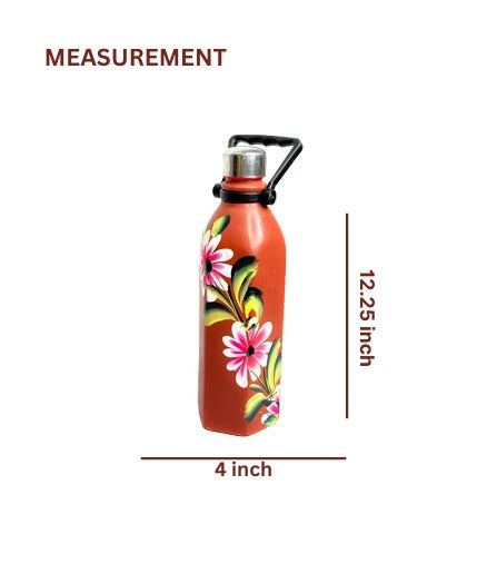 Terracotta Flora Bottle — Handmade Clay Water Bottle 1000ml