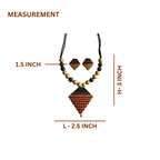 Terracotta Diamond Necklace Set — Gold Lattice Pendant & Matching Stud Earrings