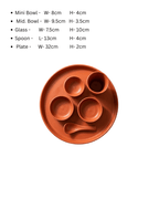 Handcrafted Terracotta Dining Set — Clay Dinner Plate Set with Bowls, Cup & Spoon
