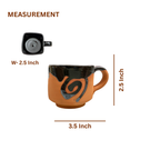 Terracotta Coffee Cup — Black Glazed Clay Cup with Swirl Motif