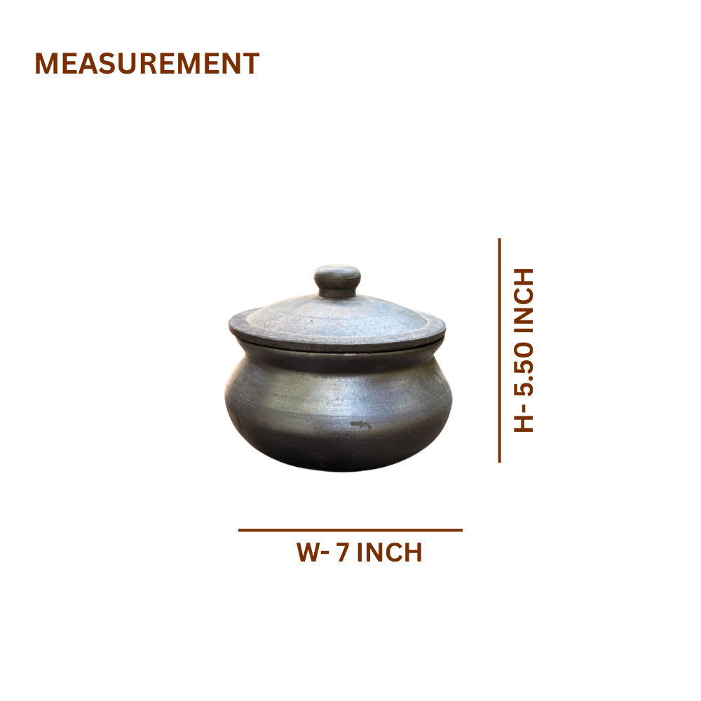 Black Clay Cooking Pot with Lid — Handcrafted Natural Black Pottery