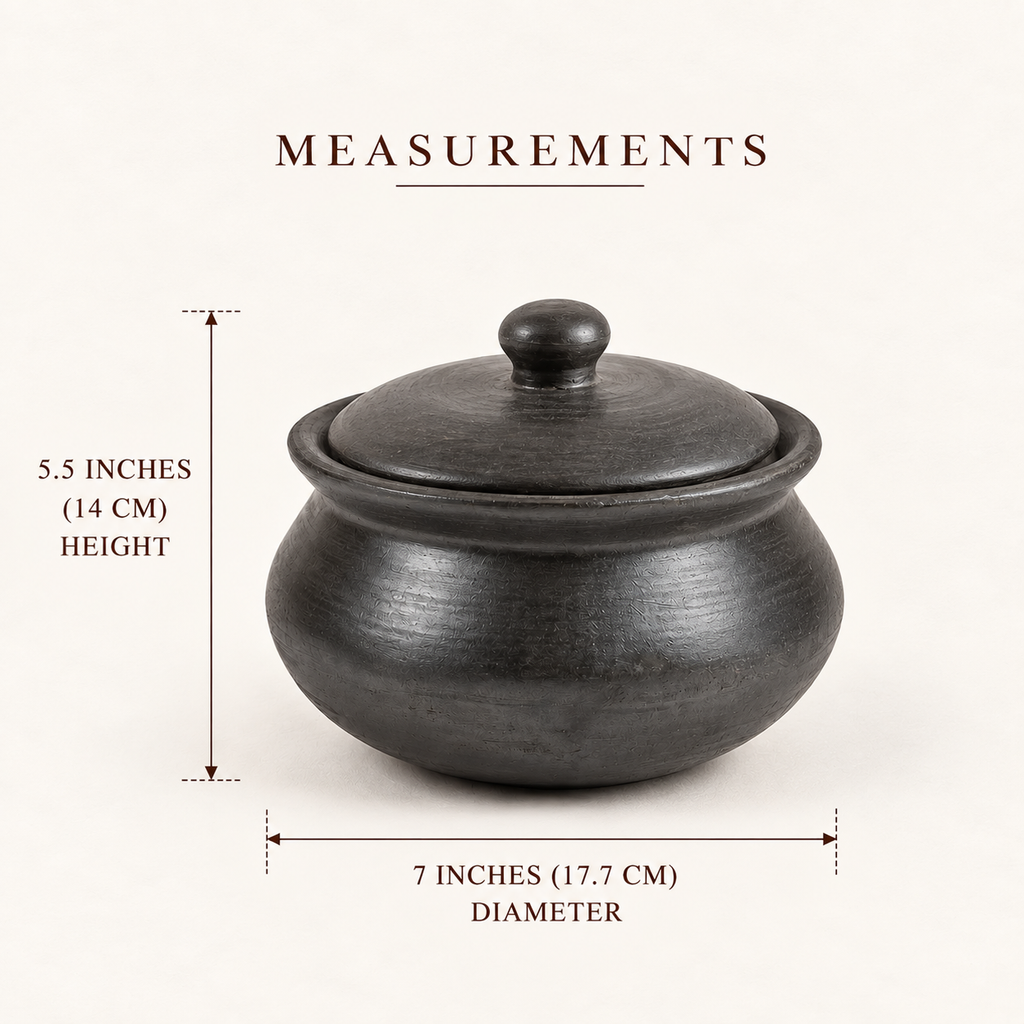 Black Clay Cooking Pot with Lid - Handcrafted terracotta earthenware by Soul Of Soil - View 6