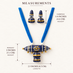 Terracotta Blue Barrel Necklace Set - Handcrafted terracotta earthenware by Soul Of Soil - View 6