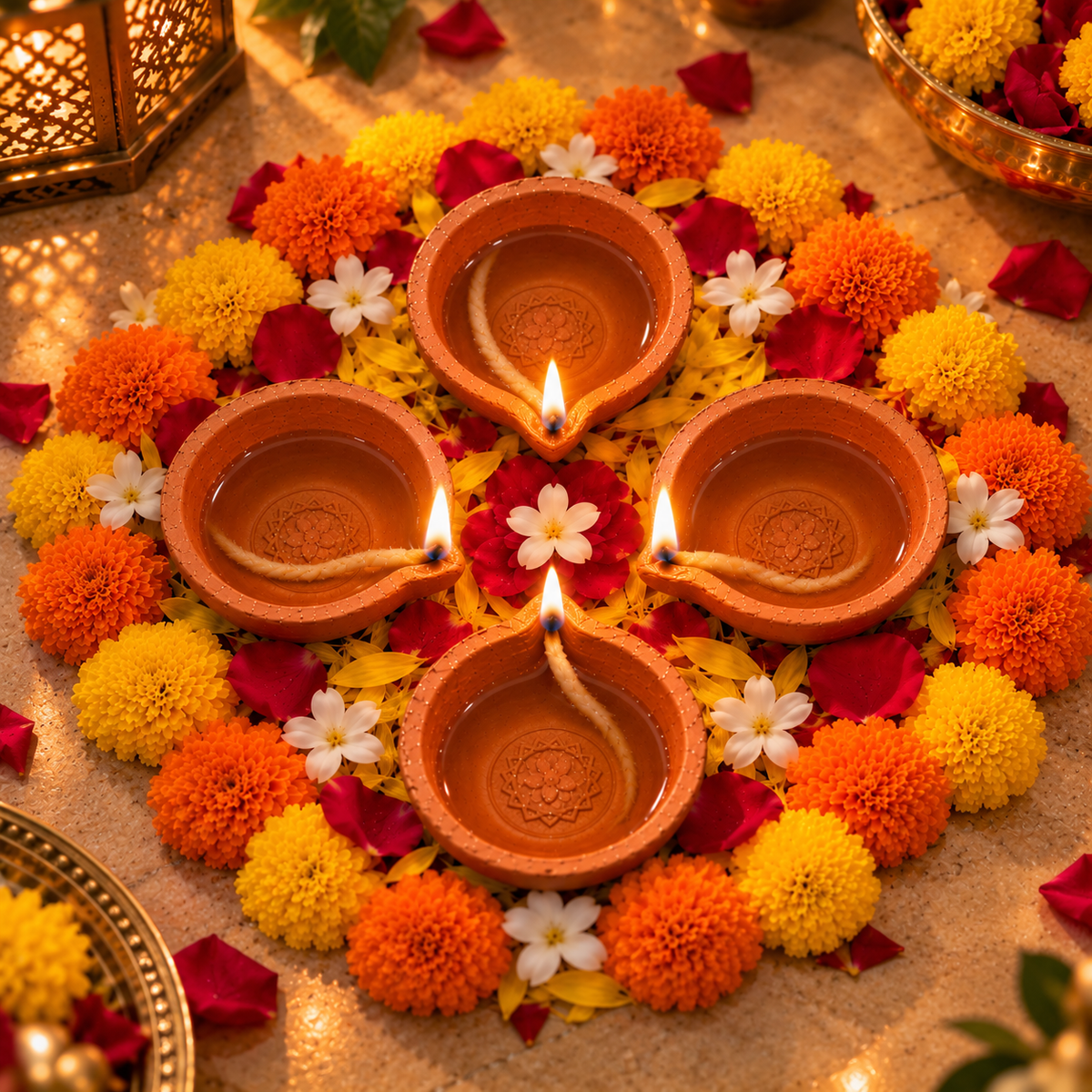 Terracotta Diya Set of 8 — Handmade Natural Clay Diyas with Rustic Textured Rim