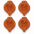 Terracotta Diya Set of 6 — Handmade Natural Clay Diyas with Paisley Scroll Design