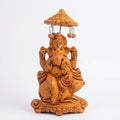 Terracotta Ganesha Statue — Handcrafted Clay Ganesha with Chatri & Mushak