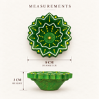 Terracotta Diya Set of 4 — Hand-Painted Clay Diyas with Star Flower Design