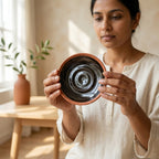 Terracotta Saucer — Black Glazed Clay Cup Plate
