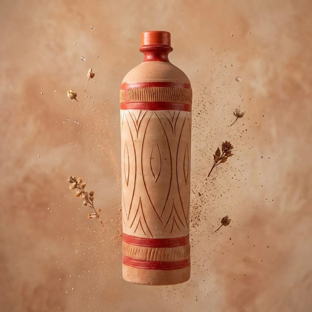 Terracotta Water Bottle - Handcrafted terracotta earthenware by Soul Of Soil - View 4