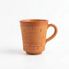 Terracotta Coffee Mug — Amber Glazed Clay Mug with Woven Texture