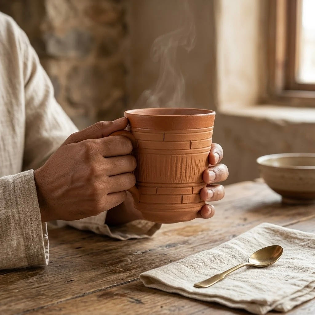 Terracotta Coffee Mug - Handcrafted terracotta earthenware by Soul Of Soil - View 3
