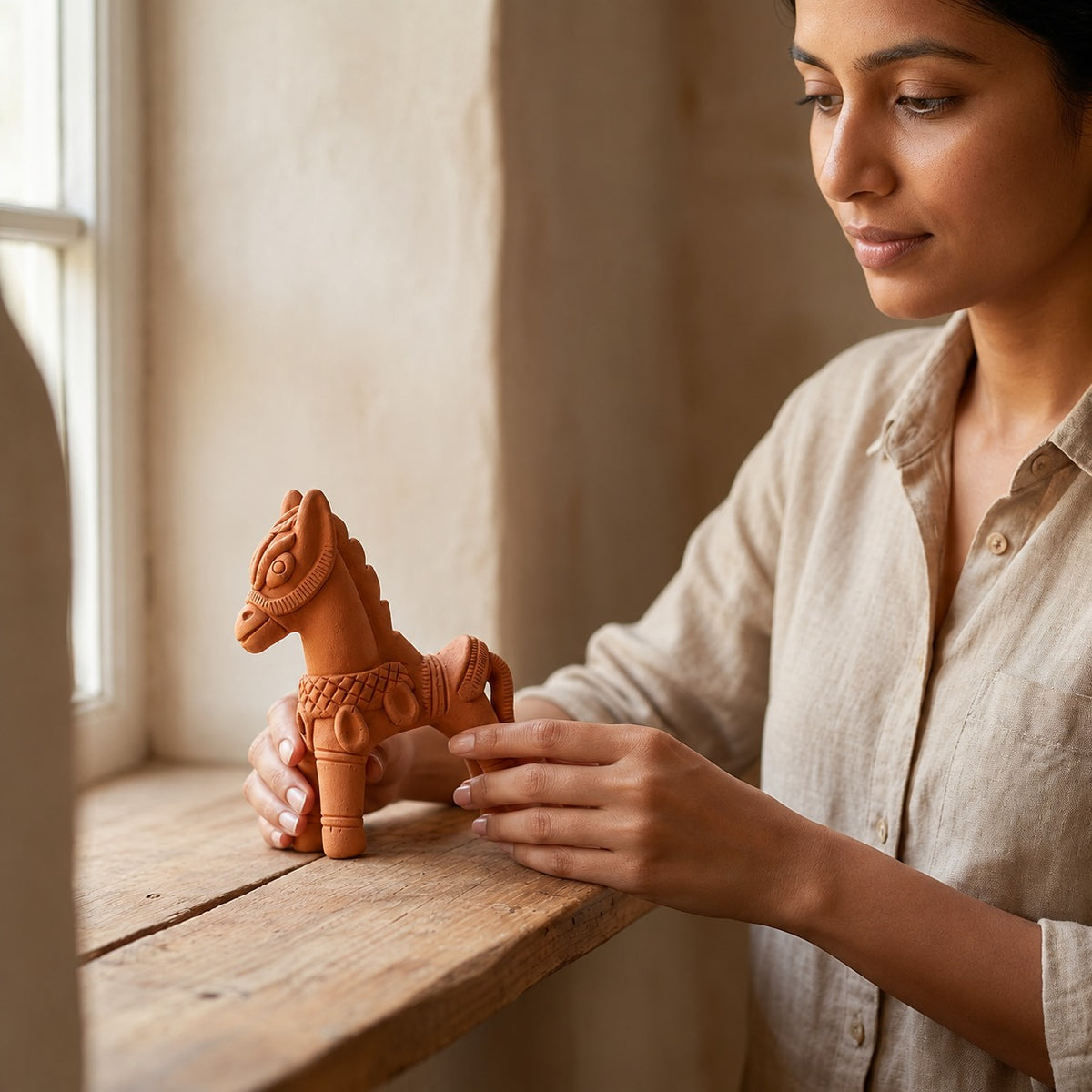 Terracotta Horse Figurine - Handcrafted terracotta earthenware by Soul Of Soil - View 3