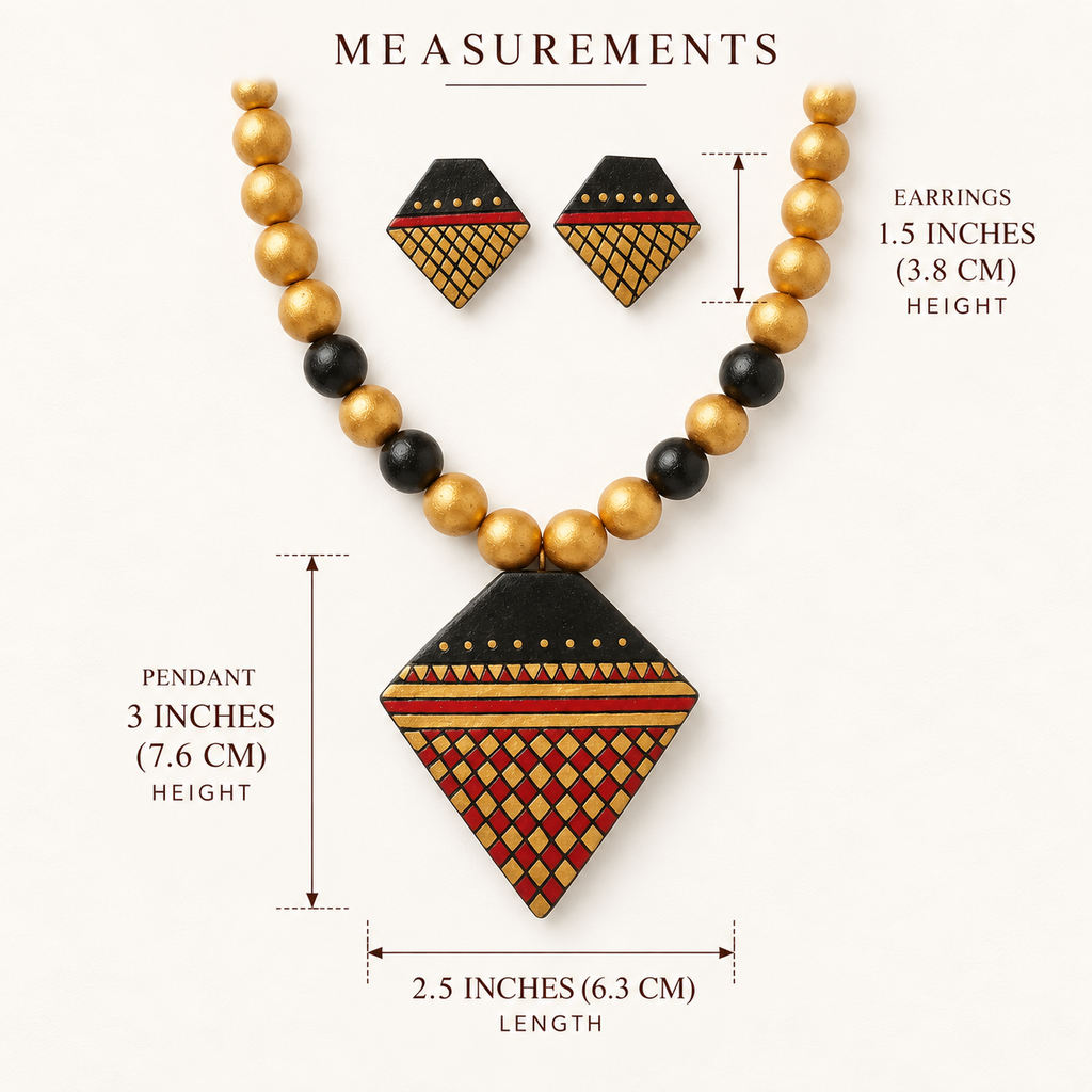 Terracotta Diamond Necklace Set - Handcrafted terracotta earthenware by Soul Of Soil - View 5