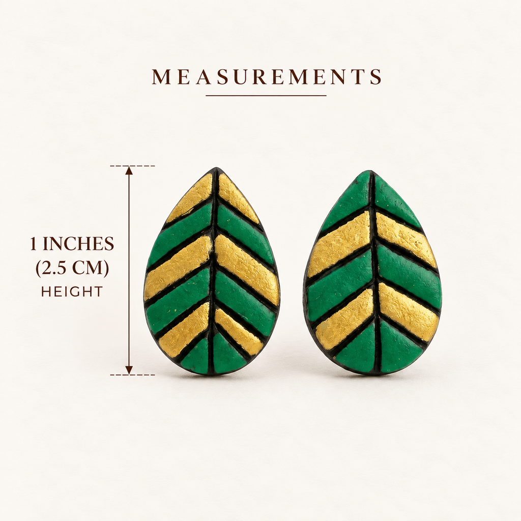 Terracotta Leaf Stud Earrings - Handcrafted terracotta earthenware by Soul Of Soil - View 6