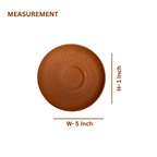 Terracotta Saucer — Handmade Natural Clay Cup Plate with Sun Ray Engraving
