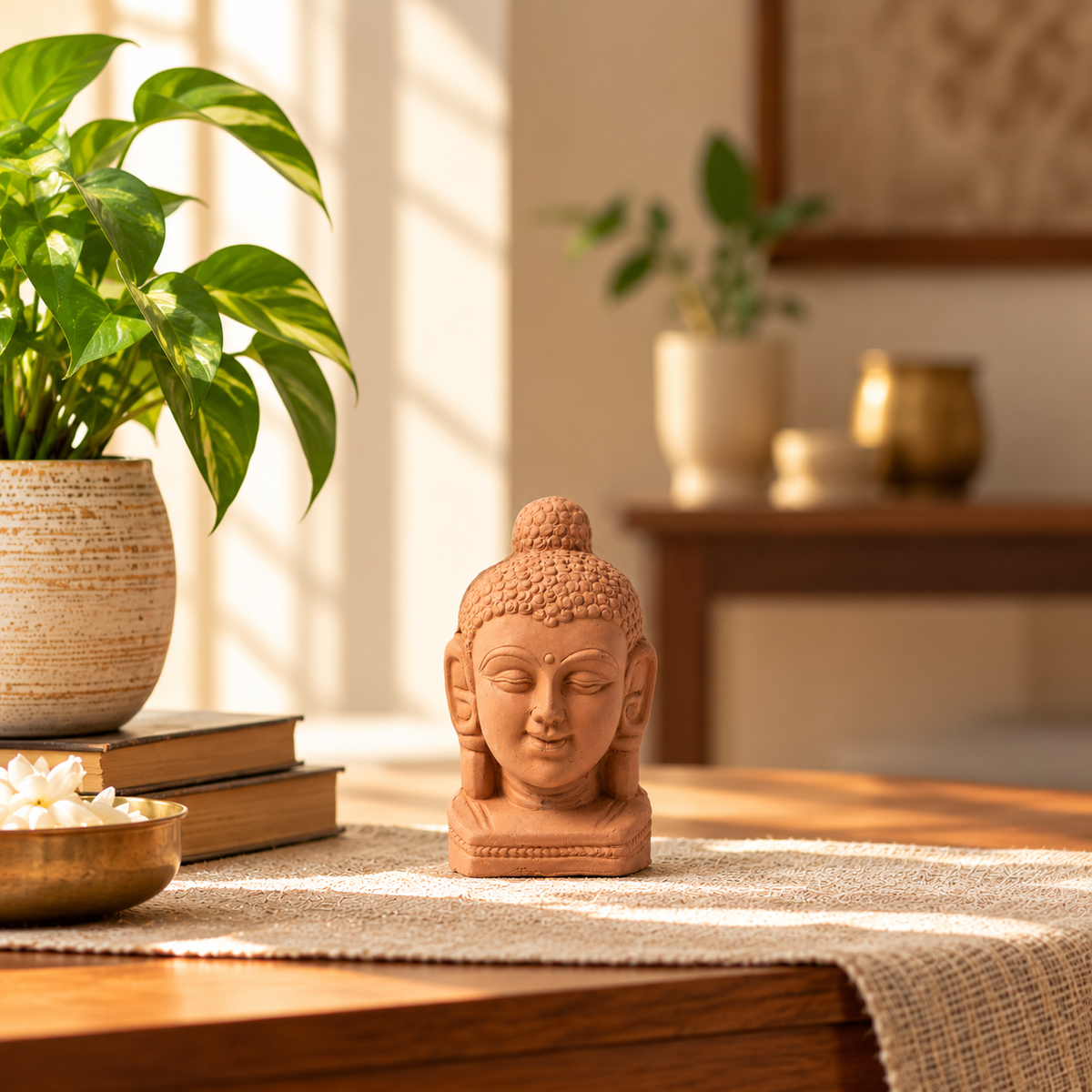 Terracotta Buddha Head - Handcrafted terracotta earthenware by Soul Of Soil - View 2