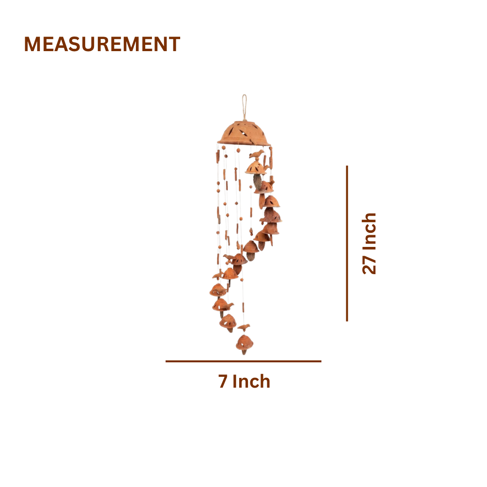 Terracotta Wind Chime — Handcrafted Clay Bell Wind Chime with Bird Motifs