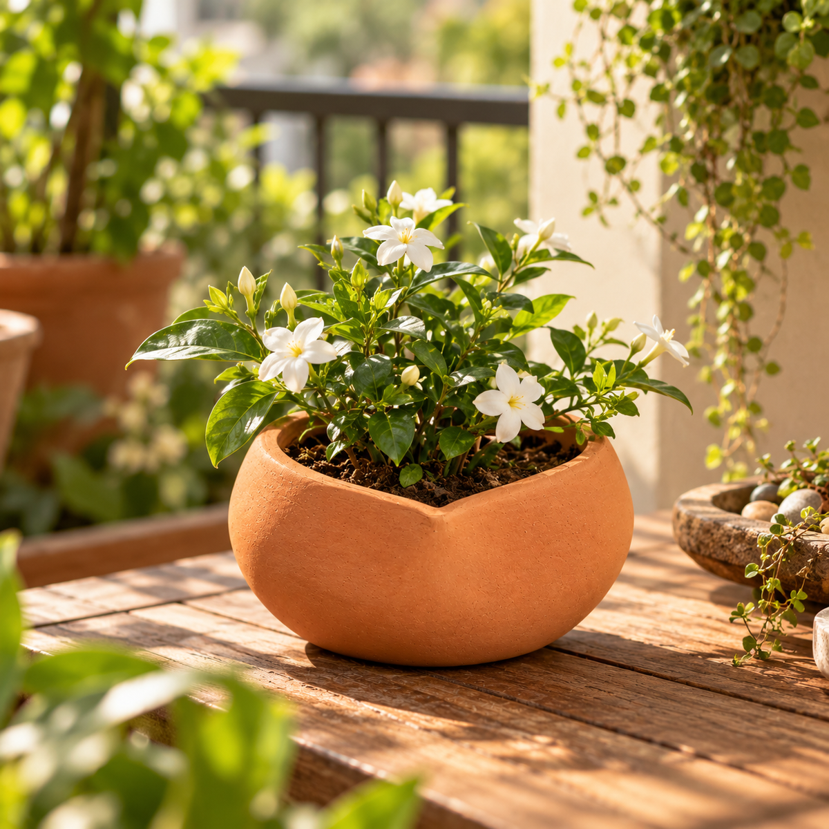 Terracotta Heart Shape Flower Pot - Handcrafted terracotta earthenware by Soul Of Soil - View 3