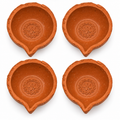 Terracotta Diya Set of 8 — Handmade Natural Clay Diyas with Rustic Textured Rim