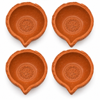 Terracotta Diya Set of 8 — Handmade Natural Clay Diyas with Rustic Textured Rim