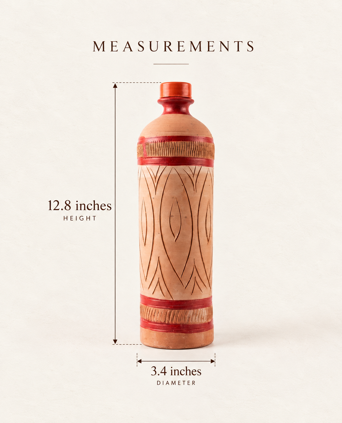 Terracotta Water Bottle - Handcrafted terracotta earthenware by Soul Of Soil - View 6