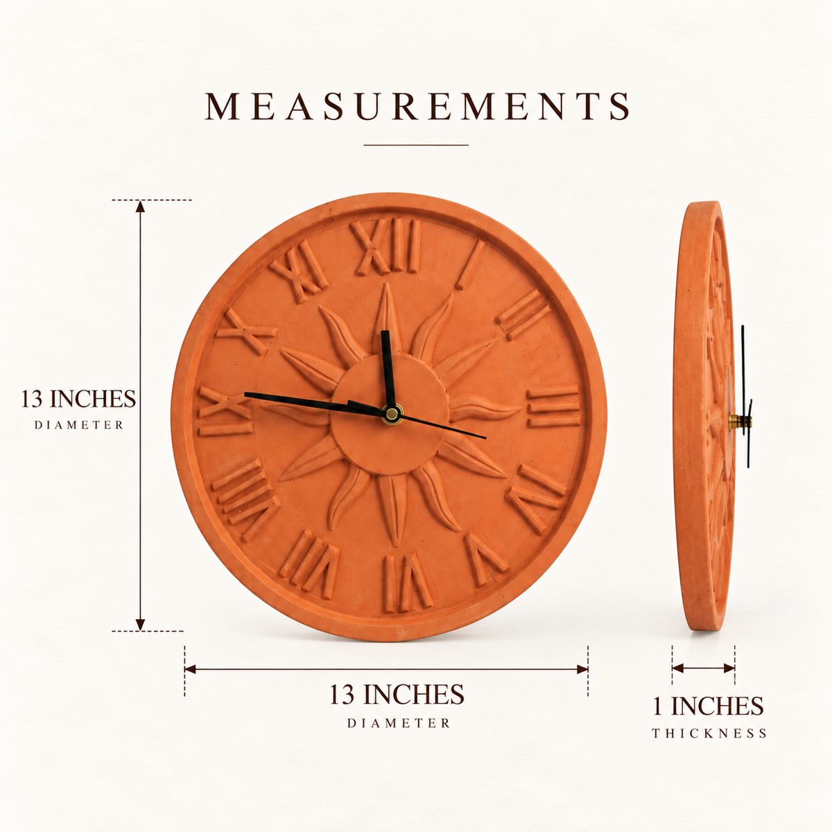 Terracotta Wall Clock - Handcrafted terracotta earthenware by Soul Of Soil - View 5