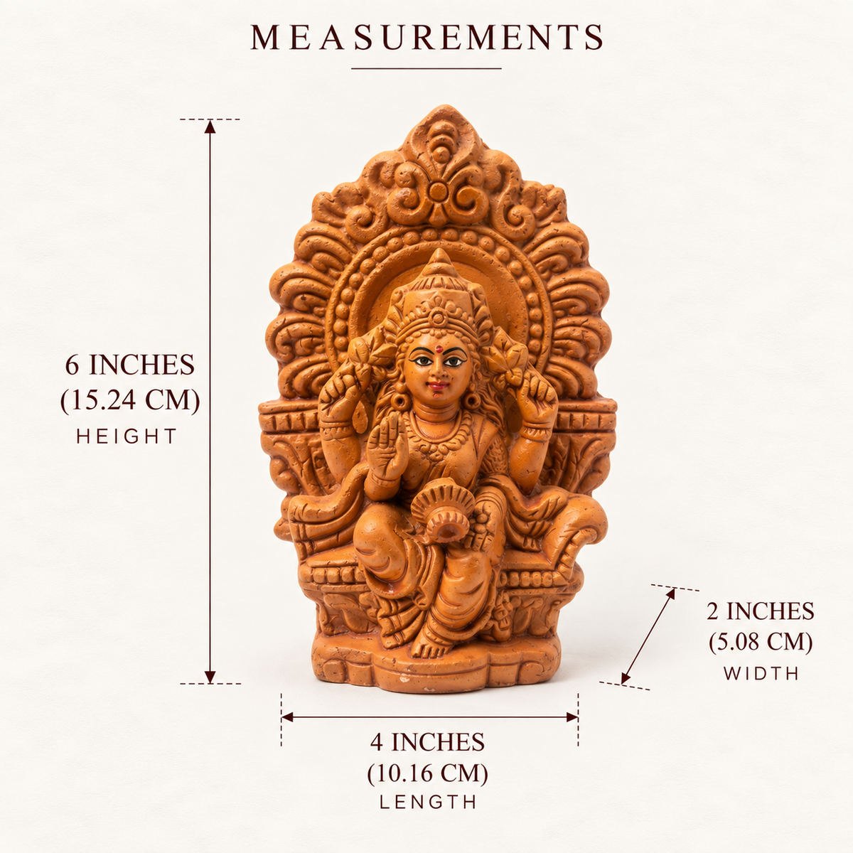 Terracotta Lakshmi Statue - Handcrafted terracotta earthenware by Soul Of Soil - View 4