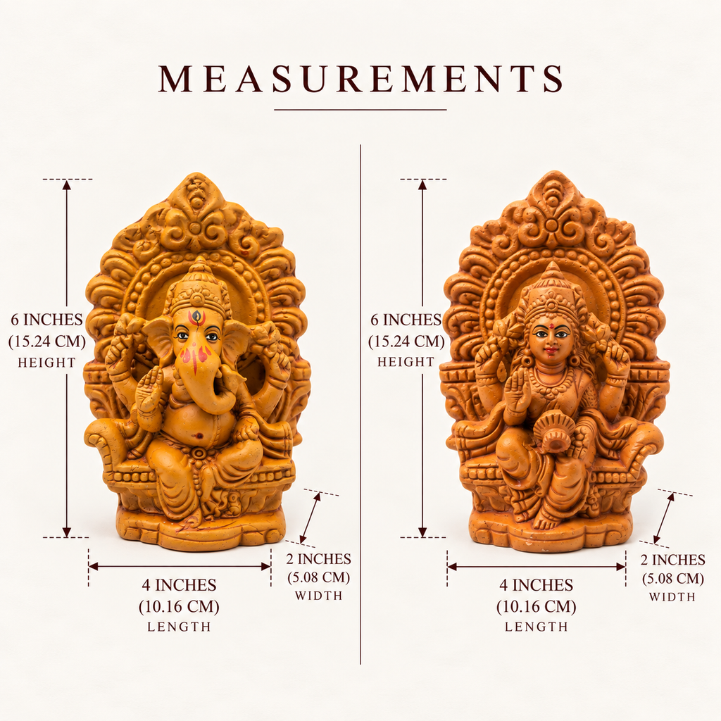 Ganesh Laxmi Idol Pair - Handcrafted terracotta earthenware by Soul Of Soil - View 2