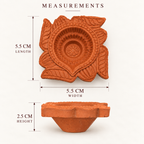 Terracotta Diya Set of 6 — Handmade Natural Clay Diyas with Swastika Design