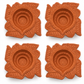 Terracotta Diya Set of 6 — Handmade Natural Clay Diyas with Swastika Design