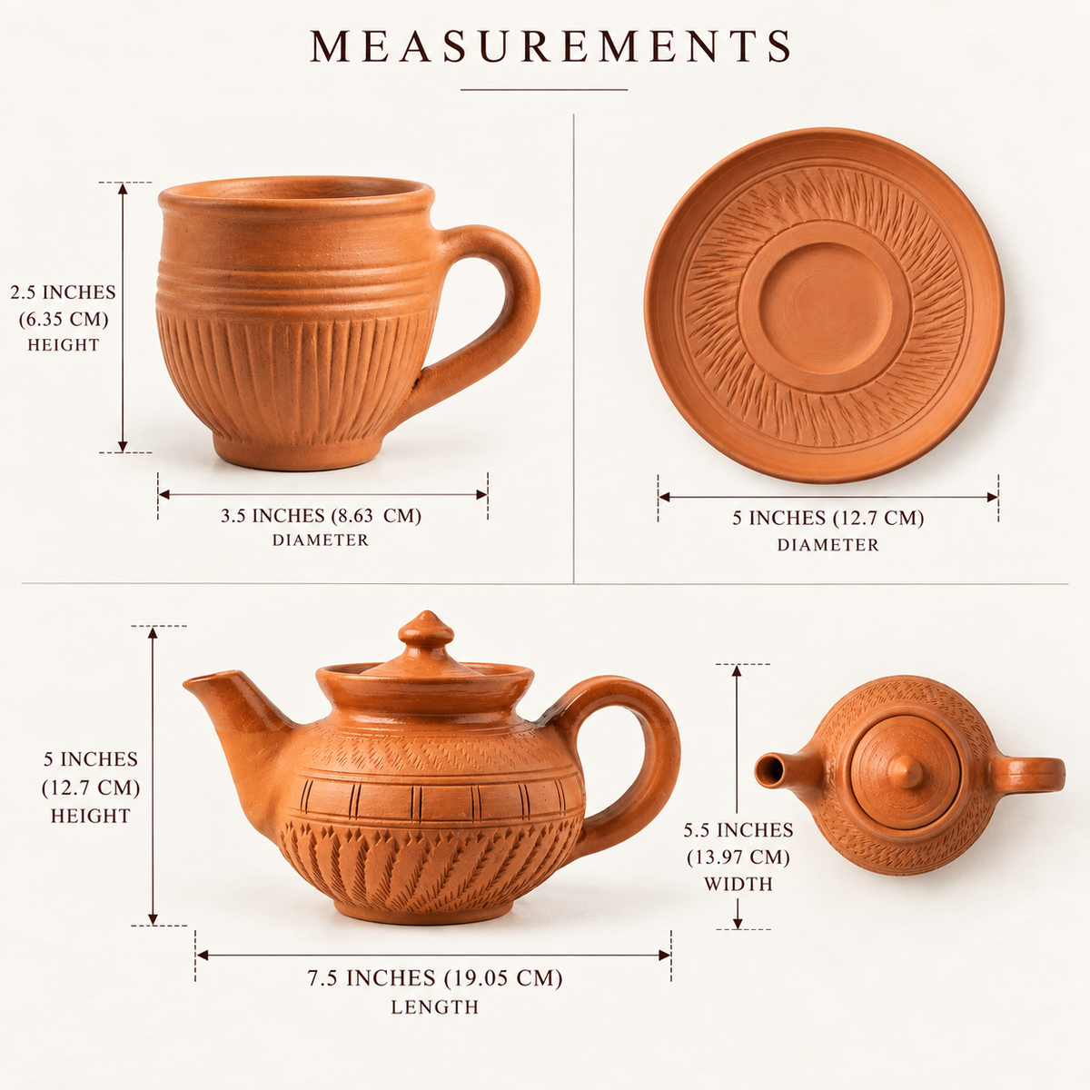 Terracotta Tea Set - Handcrafted terracotta earthenware by Soul Of Soil - View 2