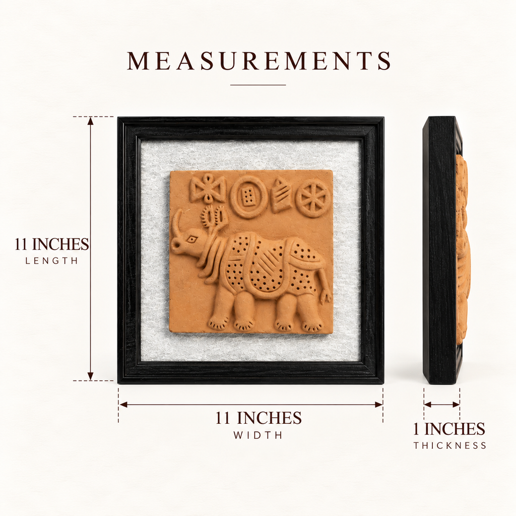 Terracotta Rhinoceros Wall Plaque - Handcrafted terracotta earthenware by Soul Of Soil - View 5