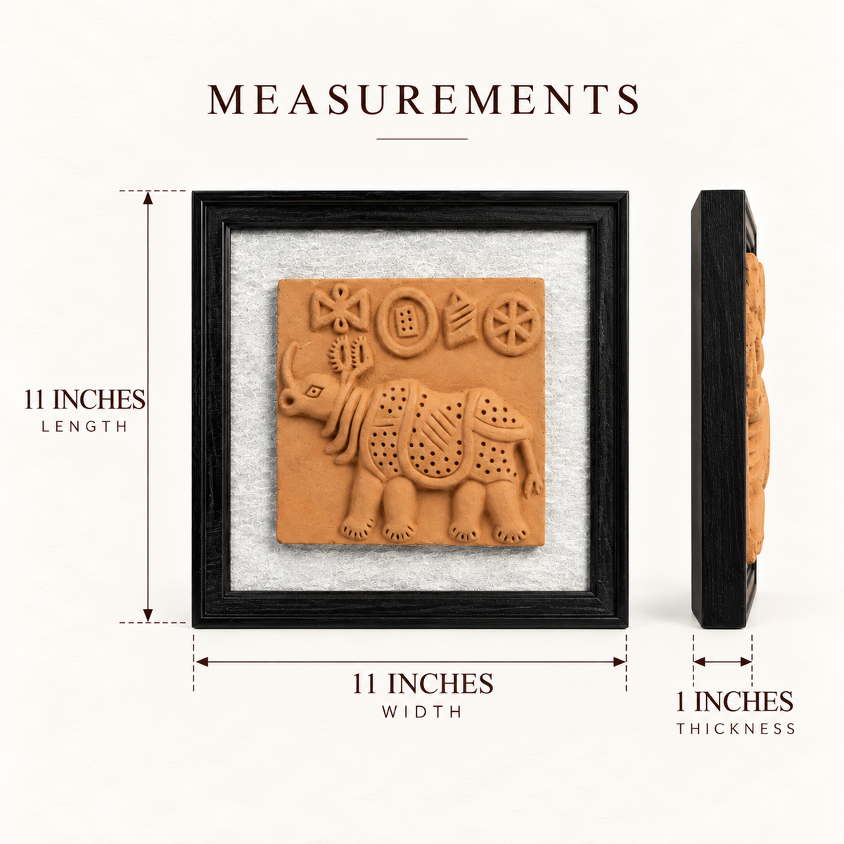 Terracotta Rhinoceros Wall Plaque - Handcrafted terracotta earthenware by Soul Of Soil - View 5