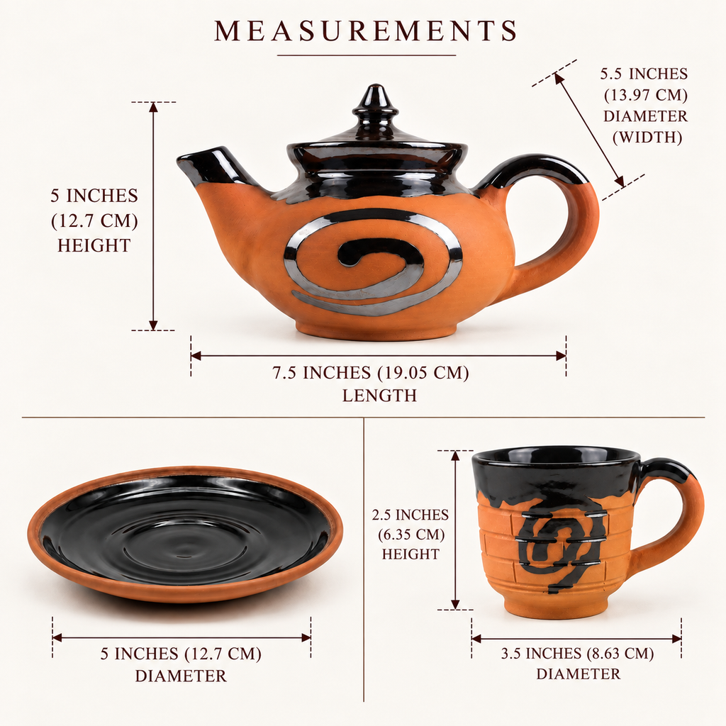 Terracotta Tea Set - Handcrafted terracotta earthenware by Soul Of Soil - View 2