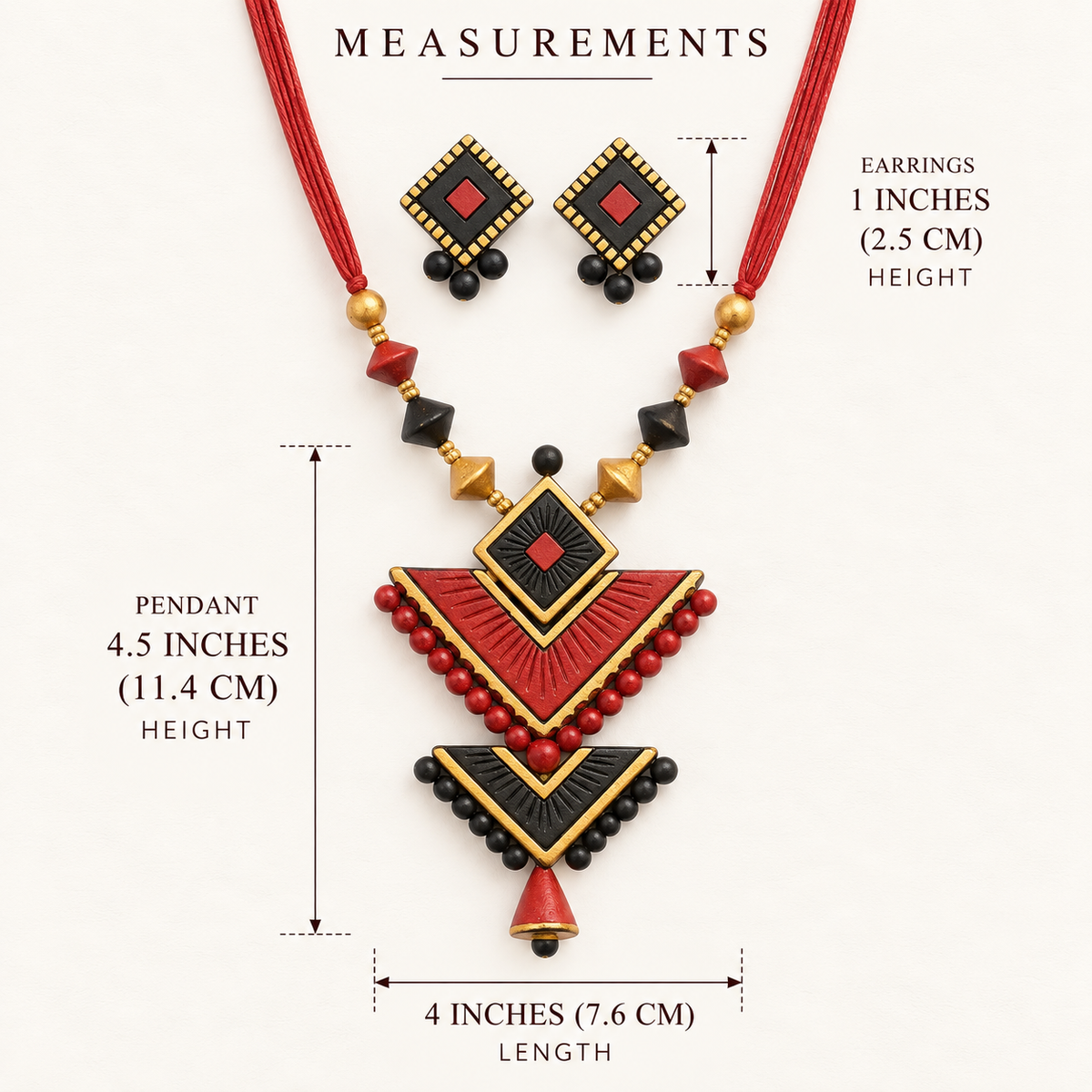 Terracotta Geometric Necklace Set - Handcrafted terracotta earthenware by Soul Of Soil - View 5