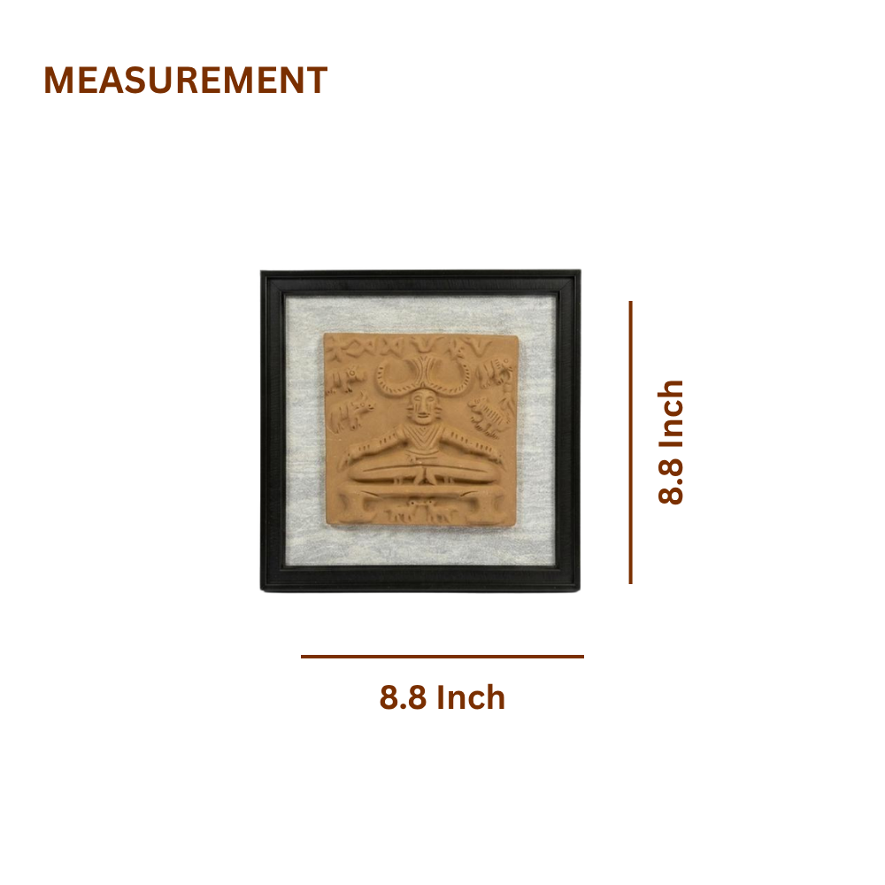 Terracotta Deity Wall Art — Framed Indus Valley Figure Relief Plaque