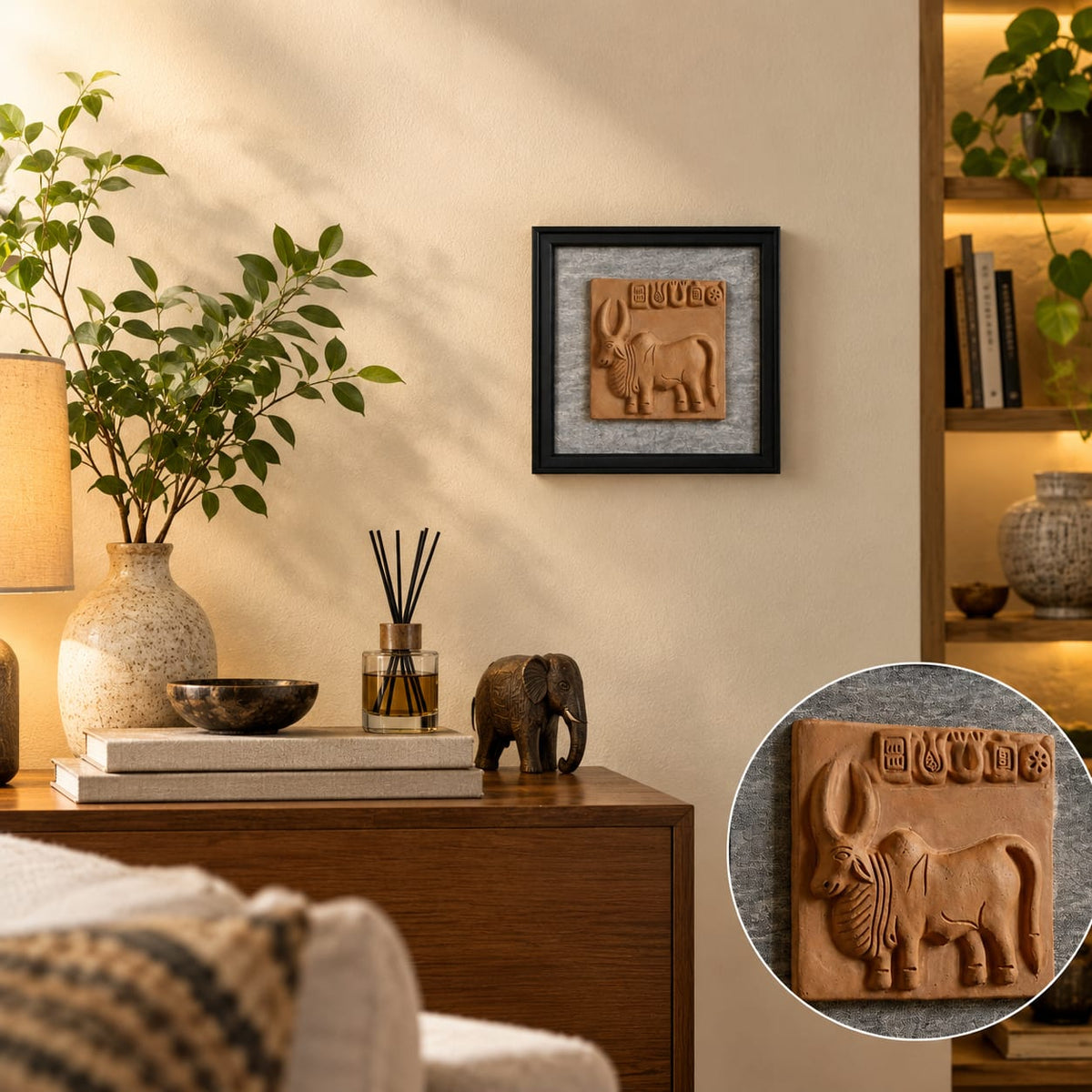 Terracotta Bull Wall Plaque - Handcrafted terracotta earthenware by Soul Of Soil - View 2