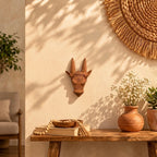 Terracotta Deer Head Sculpture: Handmade Clay Deer Art with Tall Antlers