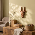Terracotta Deer Head Sculpture: Handmade Clay Deer Art with Tall Antlers