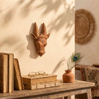 Terracotta Deer Head Sculpture: Handmade Clay Deer Art with Tall Antlers