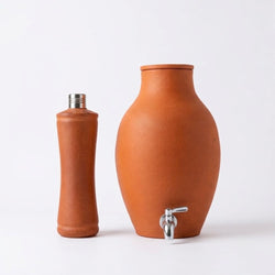 Mono Pot & Terra Earth Elixir Combo — Terracotta Water Dispenser with Matching Bottle
