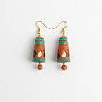 Terracotta Cone Drop Earrings — Hand-Painted Clay Earrings in Terracotta & Teal