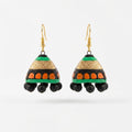 Terracotta Jhumka Earrings — Handcrafted Black, Gold & Green Clay Jhumkas
