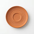 Terracotta Saucer — Handmade Natural Clay Cup Plate with Sun Ray Engraving