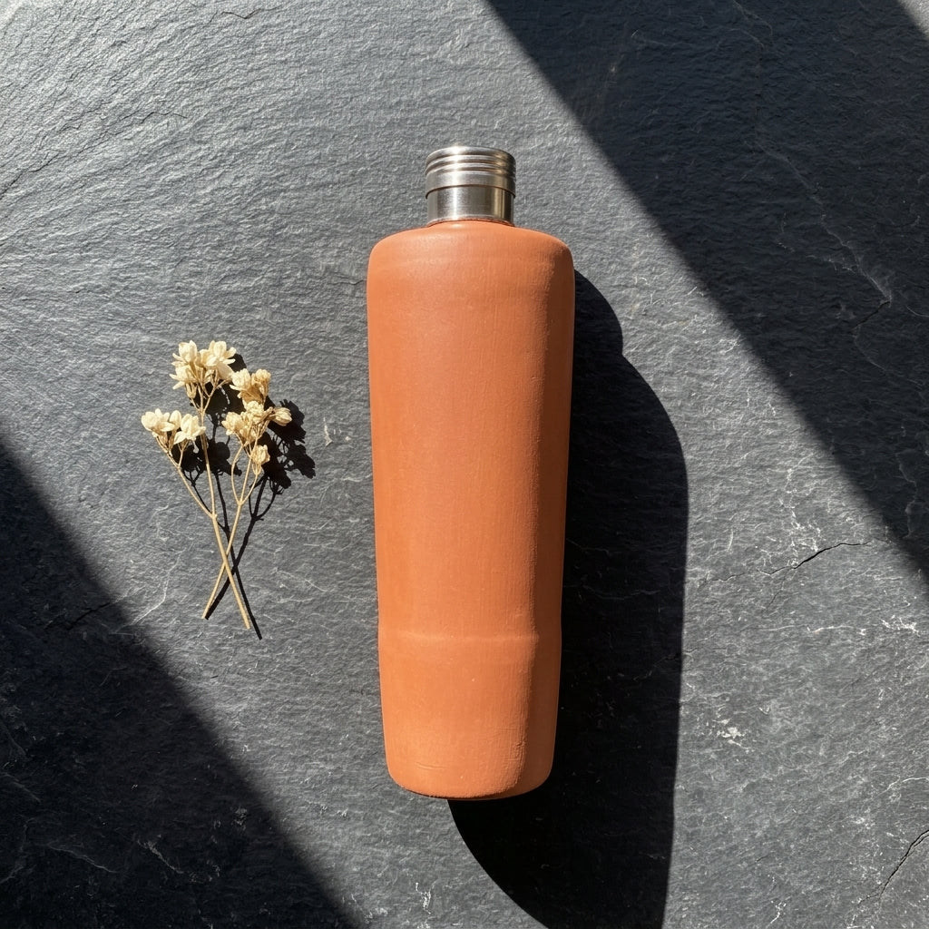 Terra Earth Elixir — Handmade Terracotta Water Bottle 750ml (Plain)