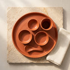Handcrafted Terracotta Dining Set — Clay Dinner Plate Set with Bowls, Cup & Spoon